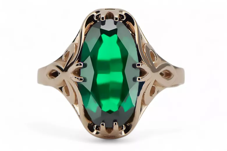 Smaragd Originales Vintage-Roségold aus 14 Karat Ring Vintage vrc082r